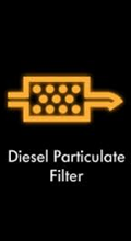 DPF warning light on diesel truck dashboard