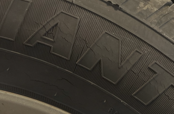 Dry rot and cracking on tire sidewall