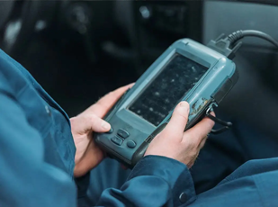 Diesel scan tool connected for Power Stroke diagnostics and live data review