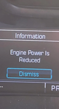 Ford diesel truck experiencing reduced power with warning lights