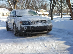 Vehicle being prepared for winter driving conditions